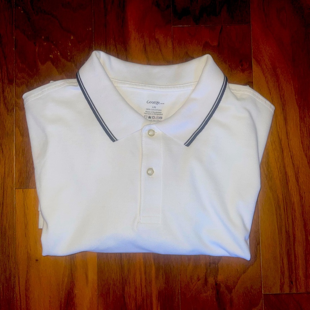 George Men's White Polo Shirt, L